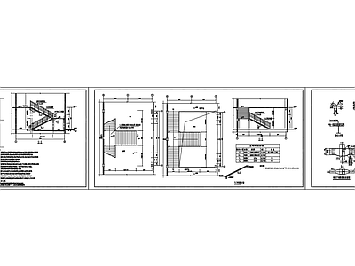 钢结构两跑钢楼梯节点图 施工图