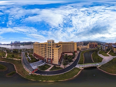 HDR城市小区社区广场全景