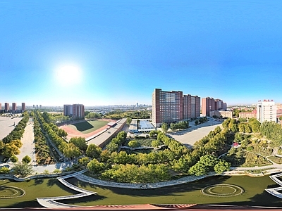 HDR城市小区社区广场全景
