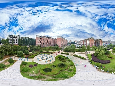 HDR城市小区社区广场全景