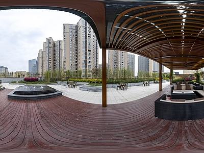 HDR城市小区社区广场全景