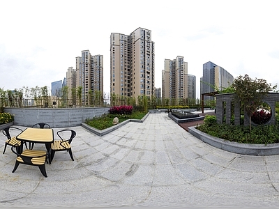 HDR城市小区社区广场全景