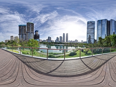 HDR城市小区社区广场全景