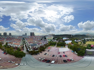 HDR城市小区社区广场全景