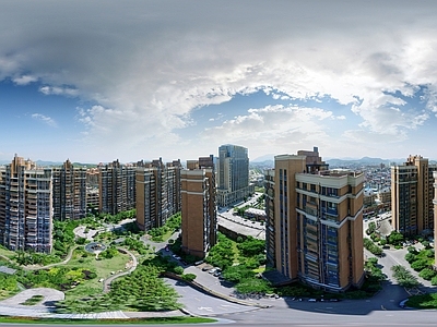 HDR城市小区社区广场全景