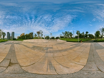 HDR城市小区社区广场全景