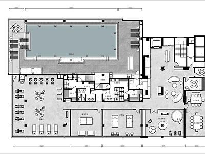 1000㎡游泳健身会所平面布置图 施工图