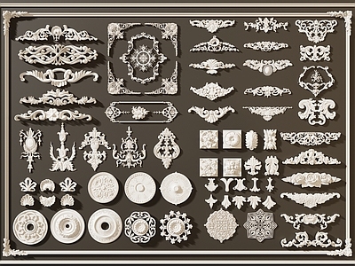 法式石膏线 雕花 石膏构件 灯盘 角线