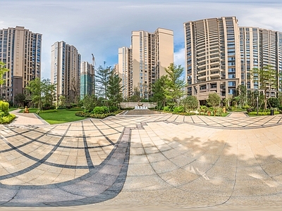 HDR城市小区社区广场全景