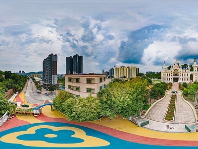 HDR城市小区社区广场全景