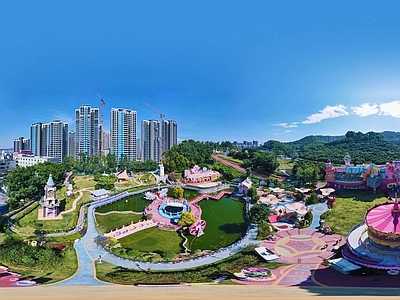 HDR城市小区社区广场全景