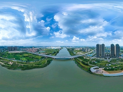 HDR城市小区社区广场全景