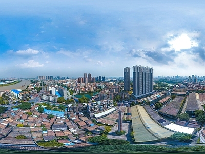 HDR城市小区社区广场全景
