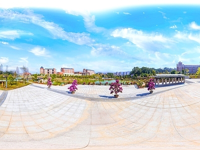 HDR城市小区社区广场全景