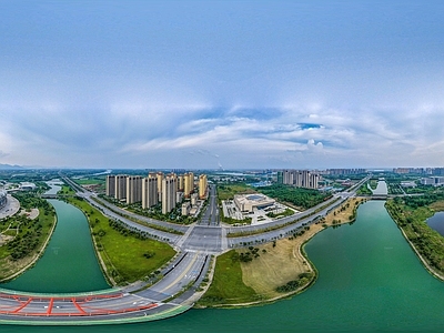 白天城市生态绿化全景HDR