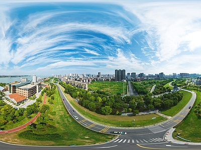 白天城市生态绿化全景HDR