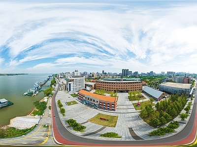 白天城市生态绿化全景HDR