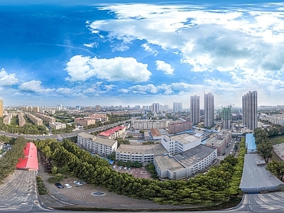 白天城市生态绿化全景HDR