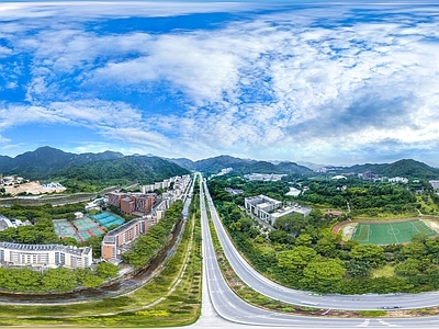 白天城市生态绿化全景HDR