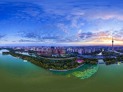 白天城市生态绿化全景HDR