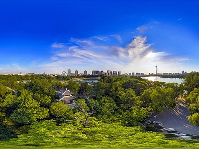 白天城市生态绿化全景HDR