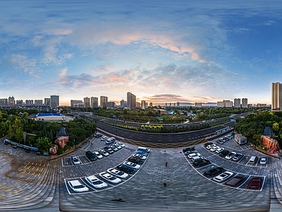 白天城市生态绿化全景HDR