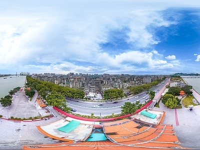 白天城市生态绿化全景HDR