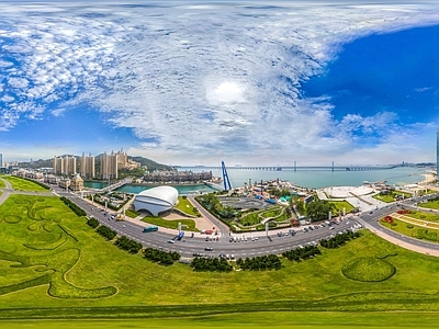 白天城市生态绿化全景HDR