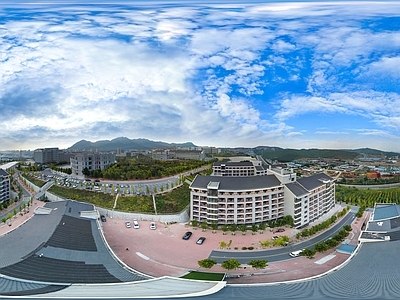 白天城市生态绿化全景HDR