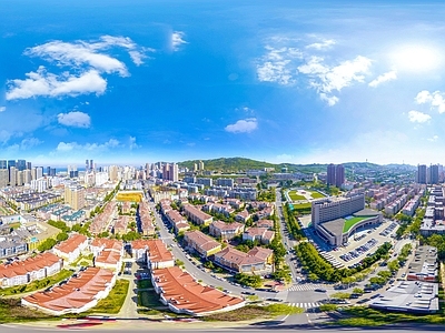 白天城市生态绿化全景HDR