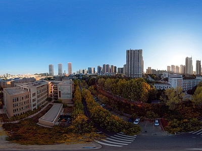 白天城市生态绿化全景HDR