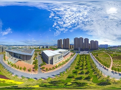 白天城市生态绿化全景HDR