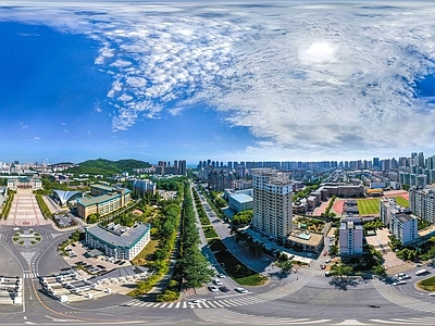 白天城市生态绿化全景HDR