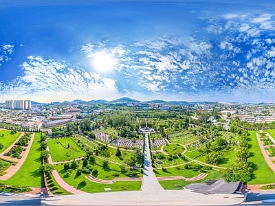 白天城市生态绿化全景HDR