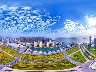 白天城市生态绿化全景HDR