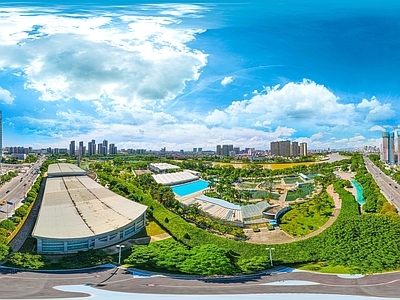 HDR白天城市生态绿化全景