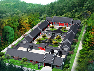 一层四合院建筑方案图 施工图