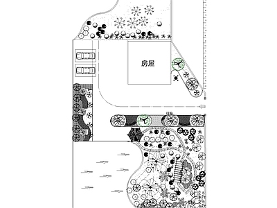 别墅庭院景观规划设计总平面图 施工图 规划平面图