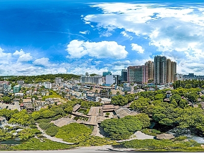 HDR白天城市生态绿化全景