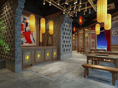 小龙坎凉都明珠火锅店丨效果图 施工图