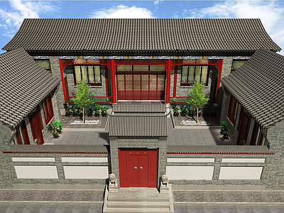 一层四合院建筑 施工图