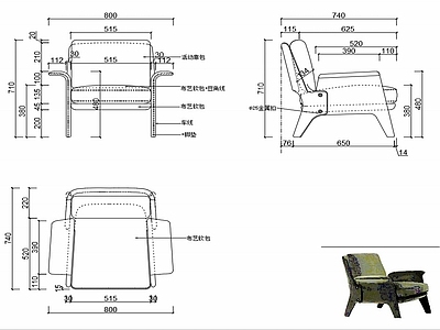 椅子家具设计图纸 施工图