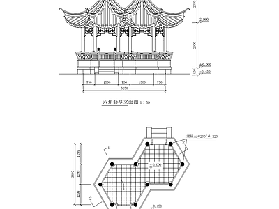 双连亭子建筑 施工图