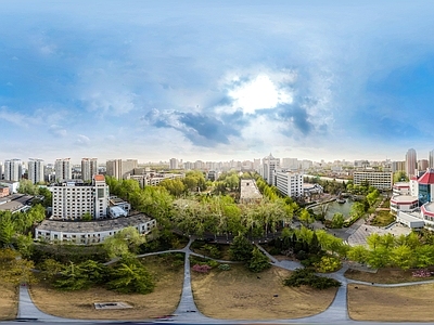 城市小区社区广场全景HDR