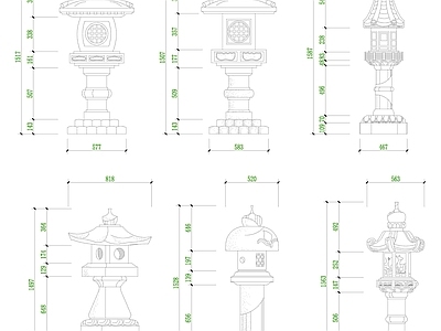 日式庭院灯图纸 施工图 景观小品