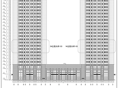 二十九层办公大楼外立面装饰建筑 施工图