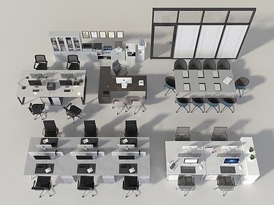 现代办公桌椅 经理桌椅 会议桌椅 打印机 文件柜