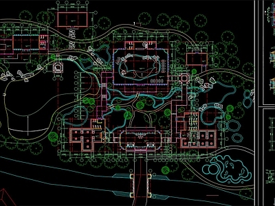 中式温泉浴场古建筑 会所建筑 瓦房 民居 施工图