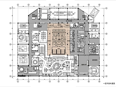 两层中式传统剧院戏楼平面布置图 施工图 工装平面图