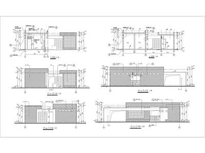 简约砖饰面L型公厕建筑结构 施工图